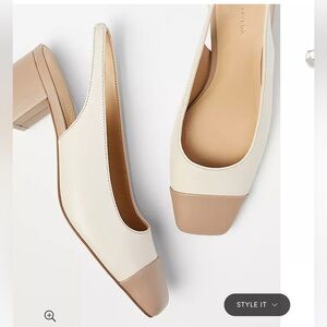 Leather Cap Toe Block Heel Pumps